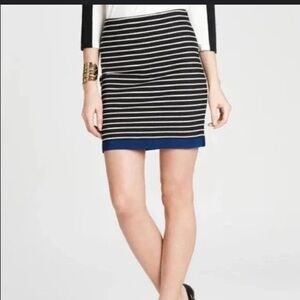 Ann Taylor Black and Blue Striped Pencil Skirt